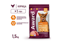 Award Adult Urinary Сухой корм Авард для взрослых кошек для Профилактики МКБ Курица клюква цикорий рыбий жир 1,5 кг