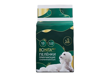 Bonitapet Пеленки Бонитапет для животных приучающие супервпитывающие 10шт 45х60 см