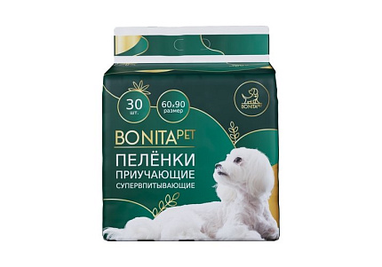 Bonitapet Пеленки Бонитапет для животных приучающие супервпитывающие 30шт 60х90 см