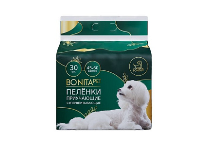 Bonitapet Пеленки Бонитапет для животных приучающие супервпитывающие 30шт 45х60 см
