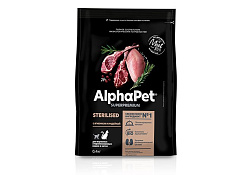 AlphaPet Superpremium Sterilised Сухой корм АльфаПет для Стерилизованных кошек Ягненок индейка 400 г