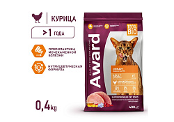 Award Adult Urinary Сухой корм Авард для взрослых кошек для Профилактики МКБ Курица клюква цикорий рыбий жир 400 г