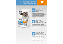 Perfect Fit Cat Hair & Skin Сухой корм Перфект Фит для кошек для Красивой шерсти и здоровой кожи Индейка 650 г