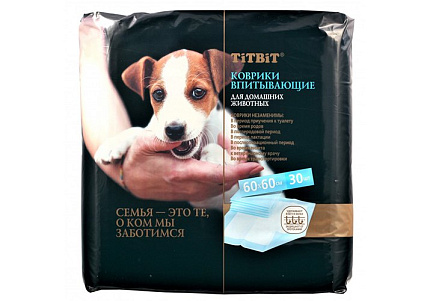 Titbit Коврики Титбит для ухода за домашними животными впитывающие 60 х 60 см 1 х 30 шт