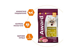 Award Hairball & Indoor Сухой корм Авард для взрослых Домашних кошек для Выведения шерсти Утка индейка зеленая чечевица юкка Шидигера 400 г