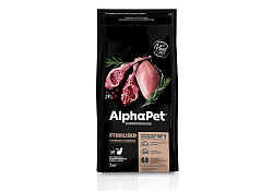 AlphaPet Superpremium Sterilised Сухой корм АльфаПет для Стерилизованных кошек Ягненок индейка 3 кг