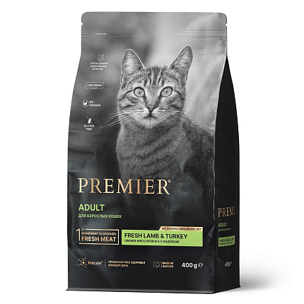 Premier Cat Lamb&Turkey ADULT (Свежее мясо ягненка с индейкой для кошек) 400 г