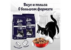 FELIX ДВОЙНАЯ ВКУСНЯТИНА Сухой корм Пурина Феликс для взрослых кошек с мясом 10 кг