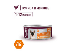 Award Kitten Влажный корм Авард для Котят Паштет из Курицы с морковью (цена за упаковку) 100г х 16шт