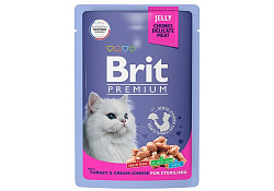 Brit Premium Sterilised Jelly Turkey & Cream-Cheese Паучи Брит Премиум для Стерилизованных кошек Индейка с Сыром в желе (цена за упаковку) 85г х 14шт