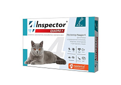 Inspector Quadro К Капли Инспектор от Внешних и Внутренних паразитов для кошек весом от 4 до 8 кг 1 шт