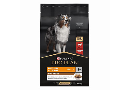 PRO PLAN DUO DELICE Сухой корм ПРО ПЛАН для взрослых собак средних и крупных пород с говядиной 10 кг