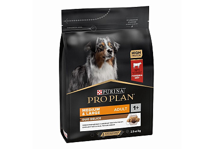 PRO PLAN DUO DELICE Сухой корм ПРО ПЛАН для взрослых собак средних и крупных пород с говядиной 2,5 кг