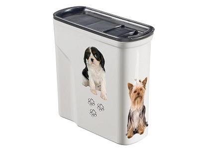 Curver PetLife Контейнер Кервер Петлайф для корма с рисунком Веселые щенята объем 15 л (6 кг) 23х50х36см
