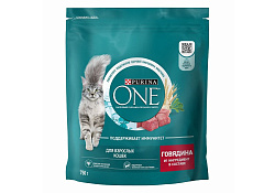 PURINA ONE ADULT Сухой корм Пурина УАН для взрослых кошек с говядиной 750 г