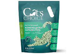 Cats Choice Растительный комкующийся наполнитель Тофу Кэт Чойс для кошачьего туалета с ароматом Зеленый чай 6 л (2,5 кг)