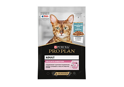 PRO PLAN DELICATE Влажный корм Паучи ПРО ПЛАН для взрослых кошек при чувствительном пищеварении с рыбой в соусе (цена за упаковку) 85г х 26шт