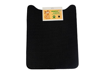 Homecat Eva Коврик Хоумкэт для кошачьего туалета Двойной Прямоугольный с выемкой Черный 65 см х 49 см