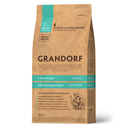 GRANDORF DOG 4 Meat PROBIOTIC MED&MAXI (4 мяса c пробиотиками для cобак средних и крупных пород) 10 кг.