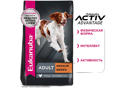 Eukanuba Adult Medium Breed Сухой корм Эукануба для взрослых собак Средних пород с Курицей 15 кг
