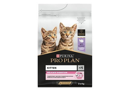 PRO PLAN DELICATE Сухой корм ПРО ПЛАН для котят при чувствительном пищеварении с индейкой 3 кг