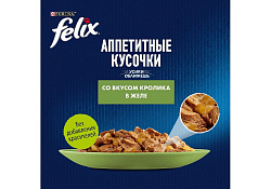 FELIX АППЕТИТНЫЕ КУСОЧКИ Влажный корм Паучи Пурина Феликс Аппетитные кусочки для взрослых кошек с кроликом (цена за упаковку) 75г х 26шт