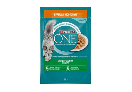 PURINA ONE HOUSECAT Влажный корм Паучи Пурина УАН для взрослых кошек при домашнем образе жизни с курицей (цена за упаковку) 75г х 26шт