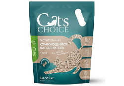 Cats Choice Растительный комкующийся наполнитель Тофу Кэт Чойс для кошачьего туалета с ароматом Кофе 6 л (2,5 кг)