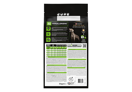 PRO PLAN VETERINARY DIETS HA HYPOALLERGENIC Сухой корм ПРО ПЛАН Ветеринарная диета для взрослых собак для снижения пищевой непереносимости ингредиентов и питательных веществ 3 кг