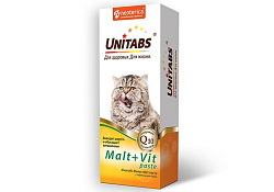 Unitabs Malt+Vit Паста Юнитабс для кошек с Таурином для Вывода шерсти 120 мл