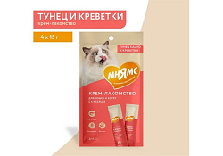 Мнямс Крем-лакомство для кошек с Тунцом Кацуо и Креветками 15г х 4шт