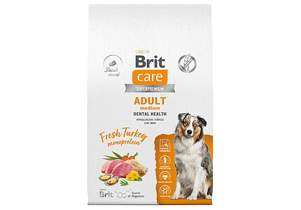 Brit Care Adult Medium Dental Health Turkey Сухой корм Брит для взрослых собак Средних пород Здоровые зубы Индейка 12 кг