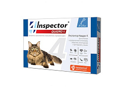 Inspector Quadro К Капли Инспектор от Внешних и Внутренних паразитов для кошек весом от 8 до 15 кг 1 шт