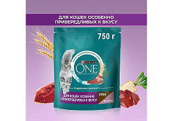 PURINA ONE Сухой корм Пурина УАН для кошек особенно привередливых к вкусу утка и печень 750 г