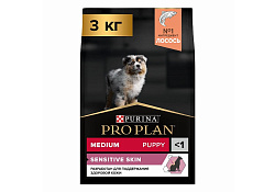 PRO PLAN OPTI DERMA Сухой корм ПРО ПЛАН для щенков средних пород при чувствительной коже с лососем 3 кг