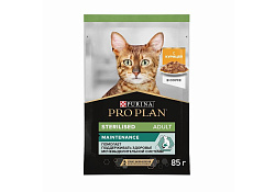 PRO PLAN STERILISED Влажный корм Паучи ПРО ПЛАН для взрослых стерилизованных кошек с курицей в соусе (цена за упаковку) 85г х 26шт