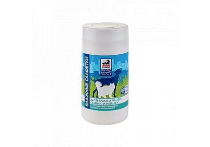 Айда гулять Салфетки влажные для собак и кошек для Глаз и Ушей 1 банка х 80 шт