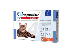 Inspector Quadro К Капли Инспектор от Внешних и Внутренних паразитов для кошек весом от 1 до 4 кг 1 шт
