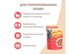Мнямс Влажный корм Паучи для Стерилизованных кошек Кусочки в соусе с Лососем (цена за упаковку) 85г х 24шт