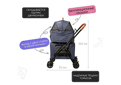 Mr.Kranch Коляска Мистер Кранч прогулочная двойная для собак и кошек голубая 70 х 38 х 100 см
