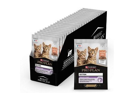 PRO PLAN HEALTHY START Влажный корм Паучи ПРО ПЛАН для котят, беременных и кормящих кошек кусочки с лососем в соусе (цена за упаковку) 85г х 26шт