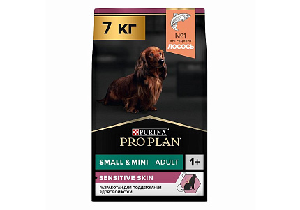 PRO PLAN OPTI DERMA Сухой корм ПРО ПЛАН для взрослых собак мелких пород при чувствительной коже с лососем 7 кг
