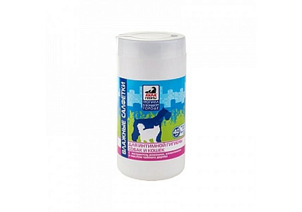 Айда гулять Салфетки влажные для собак и кошек для Интимной гигиены 1 банка х 40 шт