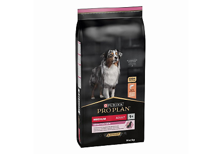 PRO PLAN OPTI DERMA Сухой корм ПРО ПЛАН для взрослых собак средних пород при чувствительной коже с лососем 14 кг