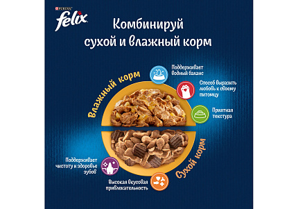 FELIX KITTEN Влажный корм Паучи Пурина Феликс для котят с курицей в желе (цена за упаковку) 75г х 26шт