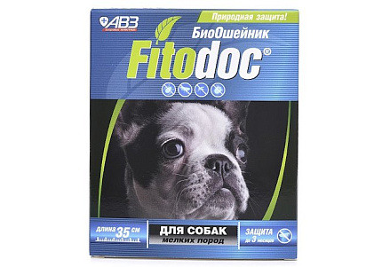Fitodoc БиоОшейник Фитодок для собак Мелких пород Репеллентный от блох до 3 месяцев и клещей до 5 недель на основе эфирных масел 35 см