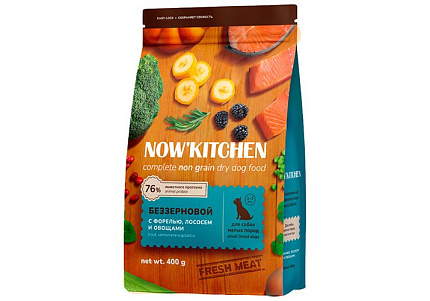 NOW KITCHEN Small Adult Fresh Grain-free Trout&Salmon Сухой Беззерновой корм Нау Китчен для взрослых собак Мелких пород Форель Лосось 0,4 г