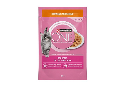 PURINA ONE KITTEN Влажный корм Паучи Пурина УАН для котят с курицей (цена за упаковку) 75г х 26шт