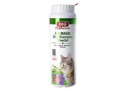 Bio PetActive Bio Magic Dry Shampoo Powder Сухой шампунь Био ПетАктив для кошек с экстрактом Лаванды и Розмарина 150 г