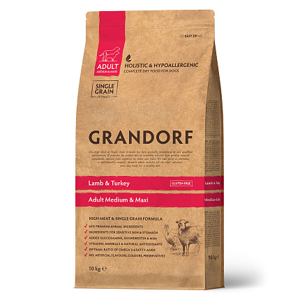 GRANDORF DOG Lamb&Turkey MED&MAXI (ягнёнок с индейкой для собак средних и крупных пород)  10 кг.